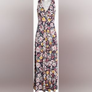 LOVEAPPELLA Floral Print Empire Waist Jersey Maxi Dress, Size S